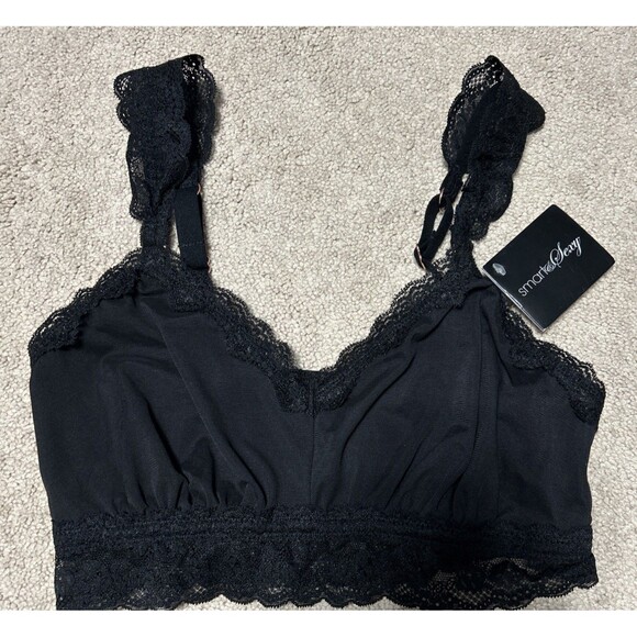 Smart And Sexy Black Lace Mesh Bra Sz Large SA1394 Adjustable Straps Lingerie - Picture 1 of 6